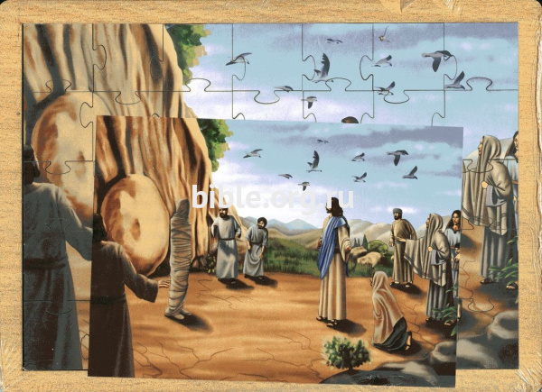 Пазлы деревянные на подложке "Воскрешение Лазаря"