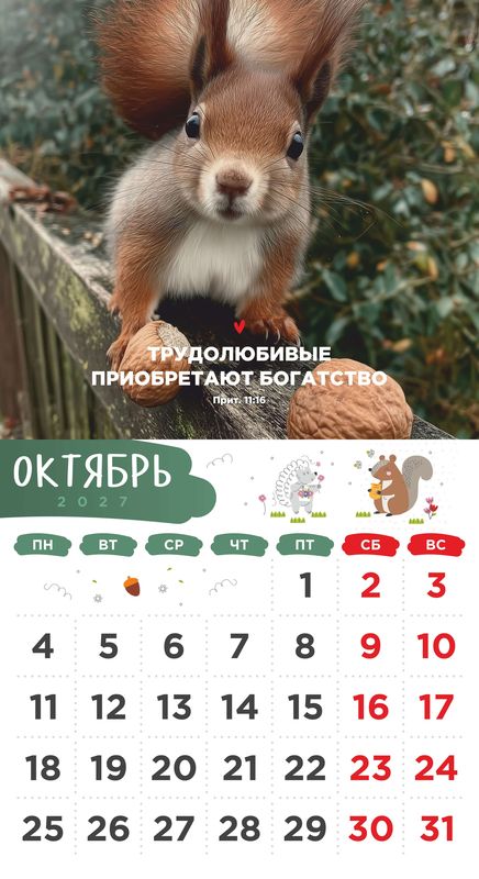 Календарь детский перекидной «Забавные животные» 2027г
